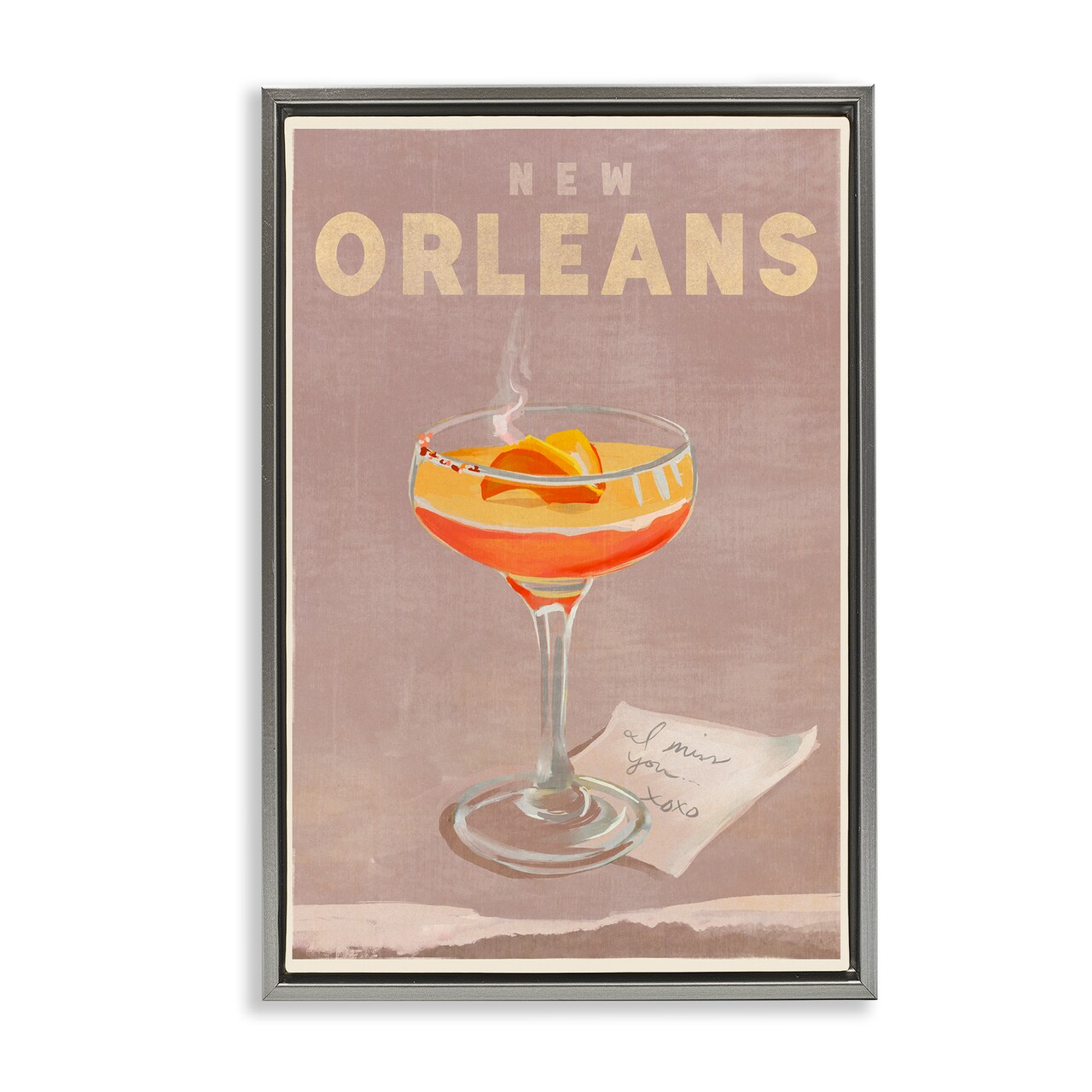 Stupell Industries New Orleans Cocktail Framed Floater Canvas Wall Art Design by The Whiskey Ginger